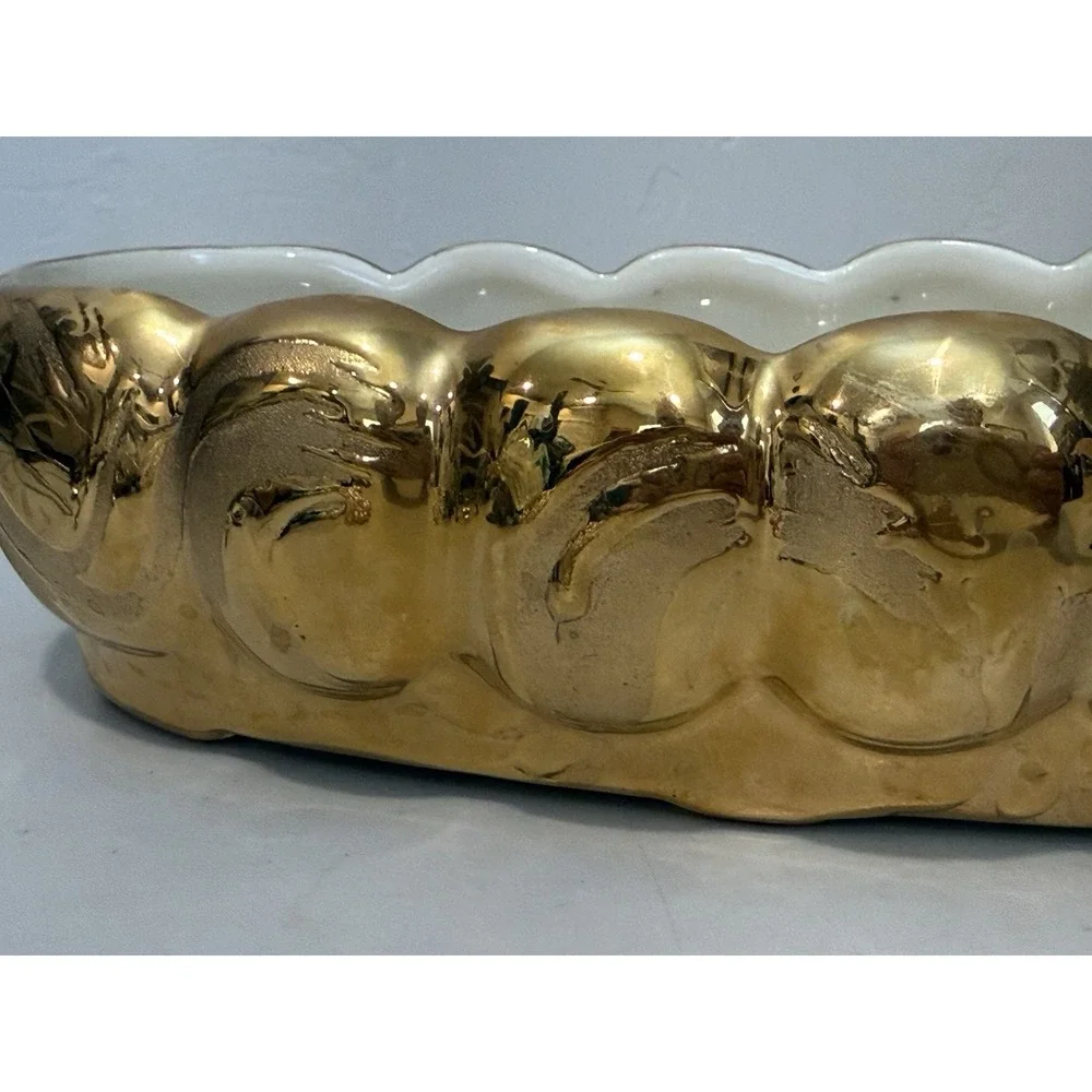 Vintage Swetye Pottery‎ Salem Ohio 22K Gold Planter Bowl Mid Century ~10 x 4